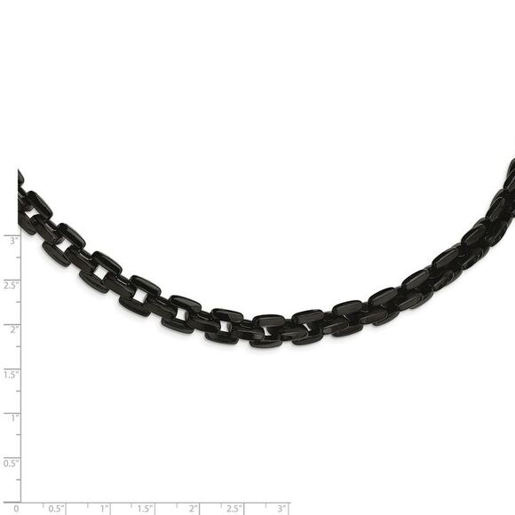 10mm Stainless Steel Black Plated Anchor Chain Necklace, 20 Inch - Picture 2 of 4